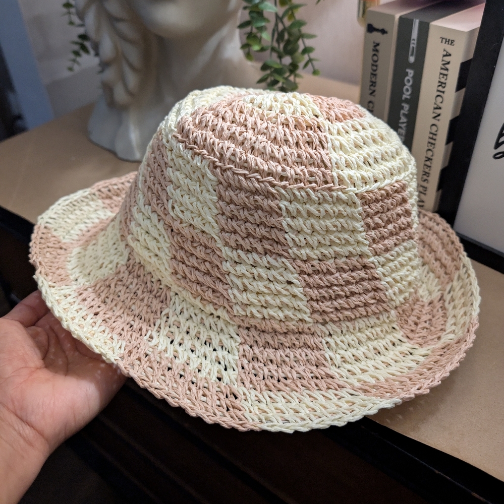 WYETH Sadie Hat Blush Ivory Checkered  Bucket Hat